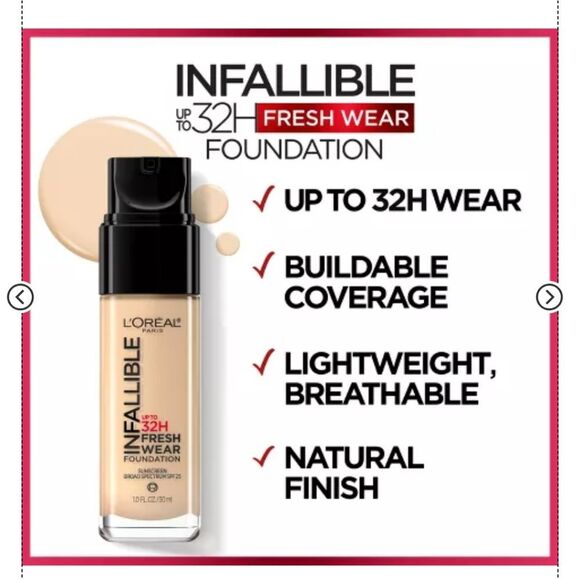 🆕💄NEW!! L'Oreal Infallible 24HR Fresh Wear Foundation - 425, Linen - Picture 3 of 10